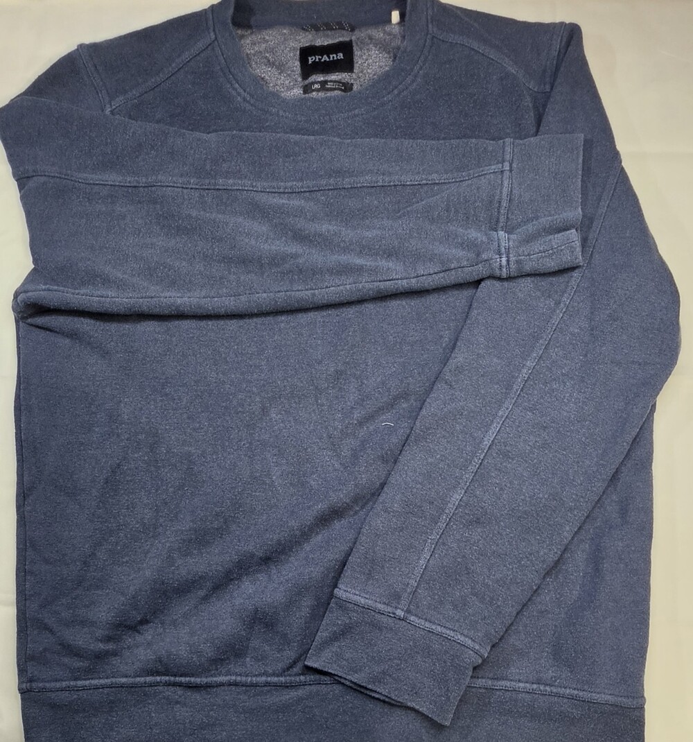 Prana French Terry Sweatshirt Size Large Blue Crewneck Pullover Sku 0410